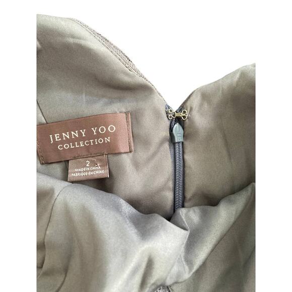 Jenny Yoo Collection Dark Gray Tulle Lace Dress Size 2 - Picture 4 of 9